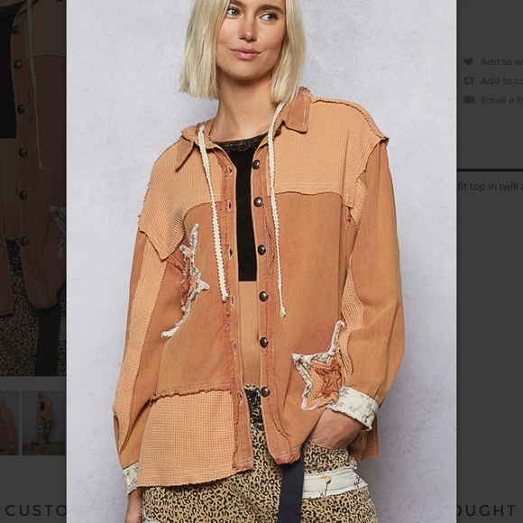 POL “ Lillianna 2  ” POL Hoodie Jacket in Thermal and Twill Mixed Fabric 96A - Picture 2 of 5